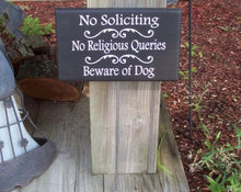 Load image into Gallery viewer, No Soliciting No Religious Queries Beware Of Dogs Sign on a Stake Pet Supplies - Heartfelt Giver