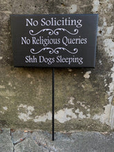 Load image into Gallery viewer, No Soliciting No Religion Dogs Sleeping Sign for the Yard Directional Signage - Heartfelt Giver
