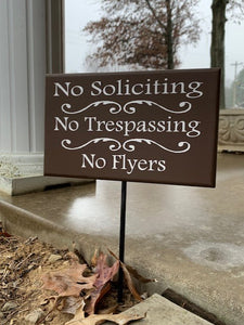 Sign No Soliciting No Trespassing No Flyers Yard Stake Sign for Homes or Businesses - Heartfelt Giver