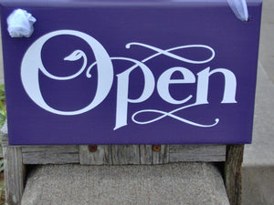 Front Door Open Closed Wood Sign Reversible Business Sign - Heartfelt Giver