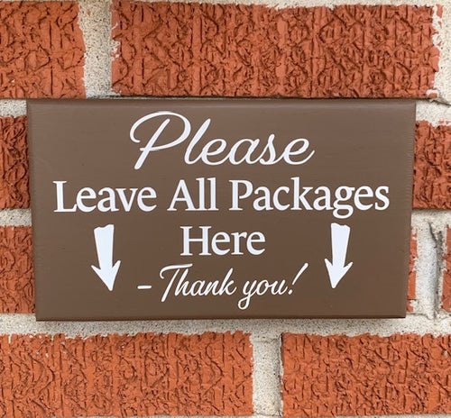 Packages Here Sign Delivery Directional Door or Wall Plaque for Home or Business - Heartfelt Giver