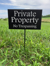 Load image into Gallery viewer, Private Property No Trespassing Sign on Stake