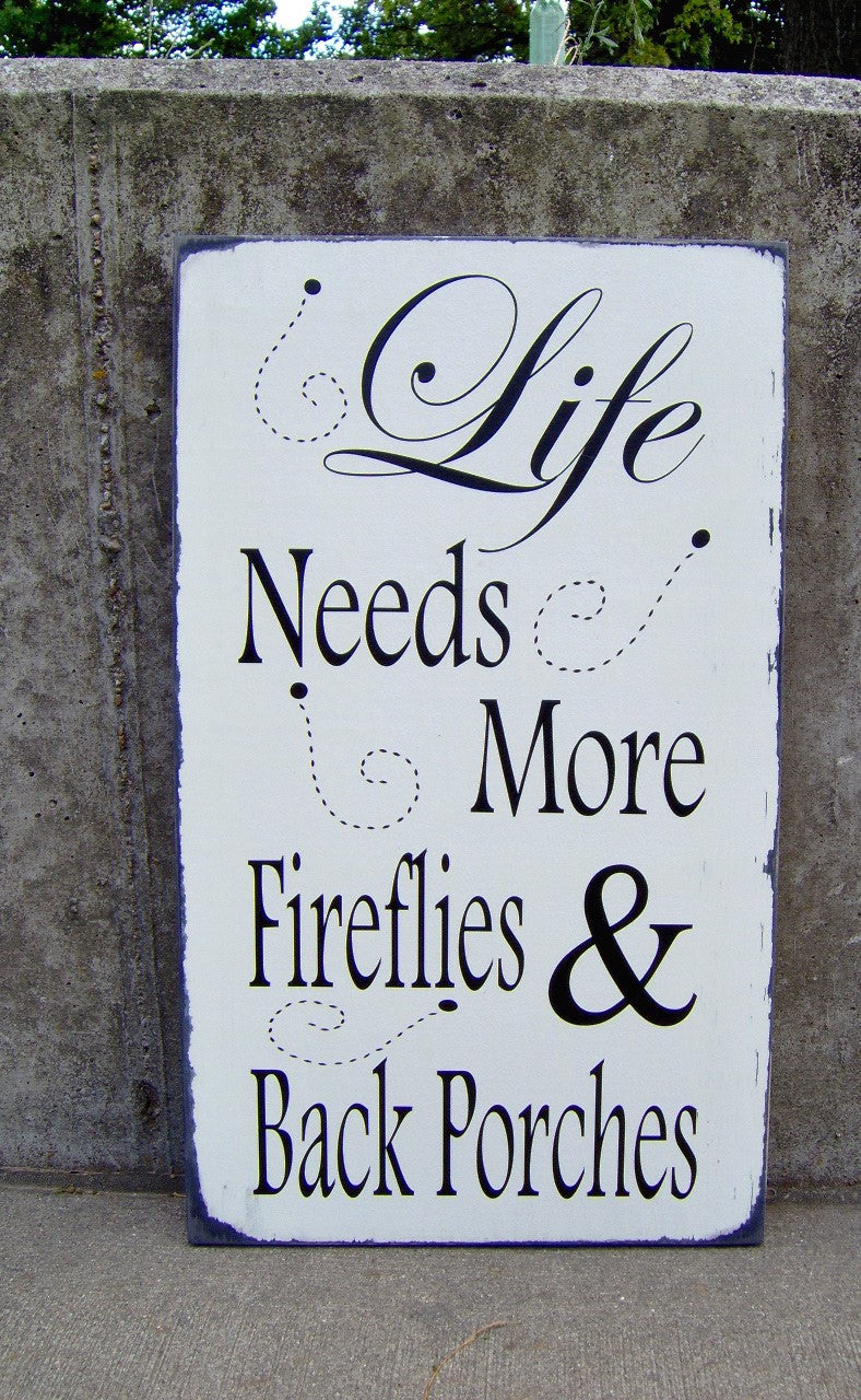 Porch Sign Distressed Wood Vinyl Sign Fireflies - Heartfelt Giver