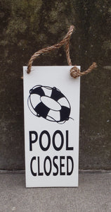 Pool Open Closed Wood Vinyl Signs Double Sided Backyard Summer Gate Sign - Heartfelt Giver