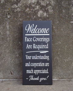 Mask Face Covering Required Wood Vinyl Wall Sign - Heartfelt Giver
