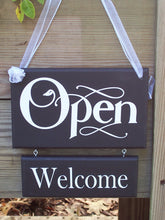 Load image into Gallery viewer, Business Entry Open Closed Two Tier Reversible sign in black and white
