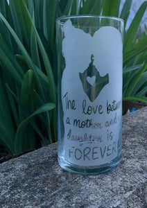Etched Glass Vase for Flowers Sandblast Handmade - Heartfelt Giver