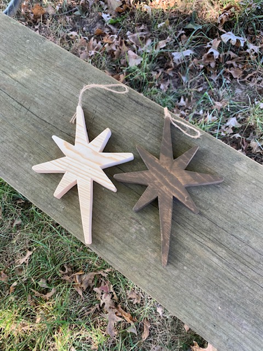 Christmas Star Wood Tree Ornament Natural Handmade Gift