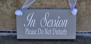 In Session Please Do Not Disturb Wood Vinyl Sign Door Hanger Home Office Business Decor - Heartfelt Giver