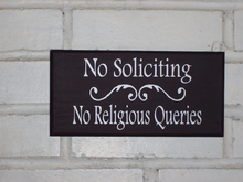 Load image into Gallery viewer, Home Signs No Soliciting Sign No Religious Queries Wood Plaque For Front Door or Wall - Heartfelt Giver