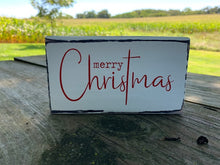 Load image into Gallery viewer, Wood Tier Tray Sign Merry Christmas Wooden Block Vinyl Table Top or Shelf Sitter Display Sign Holiday Home Decorations - Heartfelt Giver