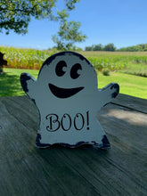 Load image into Gallery viewer, Halloween Decor Ghost Boo Wood Vinyl Sign - Heartfelt Giver
