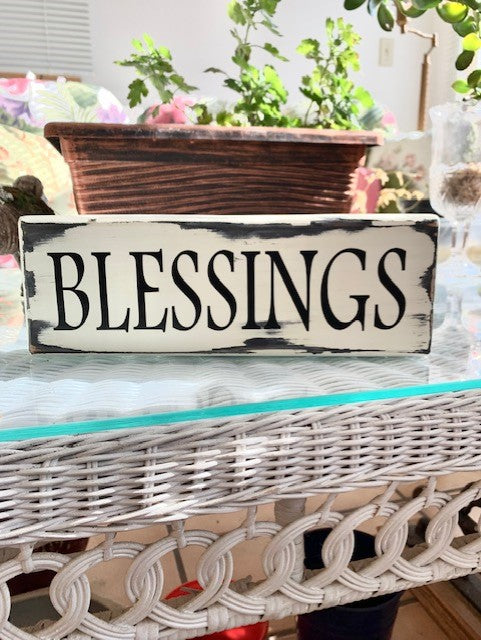 Wood Blessings Sign for Home Decor, Wooden Table Top Signage - Heartfelt Giver
