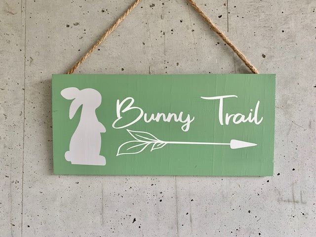 Spring Bunny Trail Wood Sign Home Accent Decorations - Heartfelt Giver