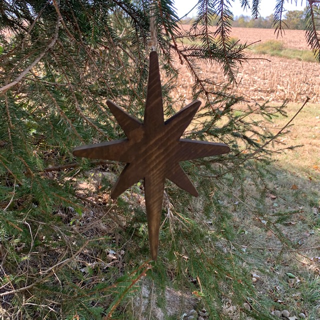 Christmas Star Wooden Tree Ornament Natural Handmade Gift - Heartfelt Giver