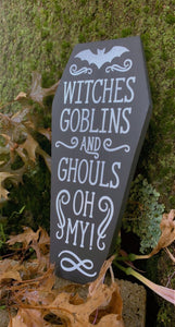 Halloween Home Accent Decor Wooden Coffin Door Hanger Cutout Shape - Heartfelt Giver