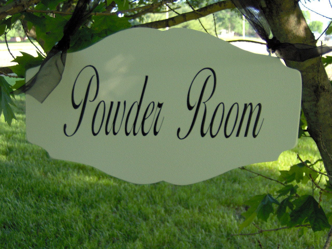 Bathroom Door Decor Powder Room Wood Vinyl Sign Interior Directional Bathroom Sign Elegant Design For Parties Family Gatherings Cottage Feel - Heartfelt Giver