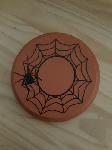 Halloween Spider Web Wooden Candle Mat Vinyl Design Halloween Holiday Table Decor Home Decor Holder Orange Black Day Of Dead Party Supplies - Heartfelt Giver