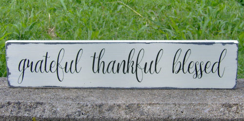Distressed Rustic Home Decor Grateful Thankful Blessed Wood Sign Vinyl Gathering  Country Farmhouse Market Shabby Chic Primitive Porch Sign - Heartfelt Giver