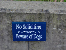 Load image into Gallery viewer, No Soliciting Beware of Dogs Wood Vinyl Stake Sign Navy Blue Outdoor Sign Pet Supplies Dog Signs Dog Lover Gift Custom Signs For Home Yard - Heartfelt Giver