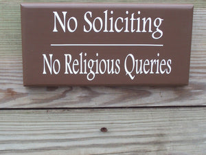 Home Sign No Soliciting Sign No Religious Queries Wood Vinyl Sign Country Brown Do Not Disturb Private Door Hanger Porch Sign Gate Sign Yard - Heartfelt Giver
