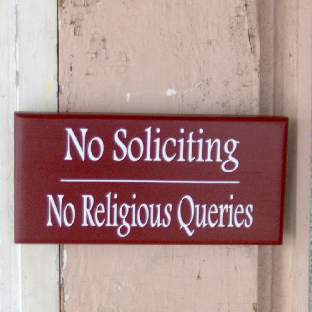Home Signs No Soliciting Sign No Religious Queries Wood Plaque Vinyl Signs For Home Rustic Farmhouse Red Gate Signs Fence Signs Front Door - Heartfelt Giver