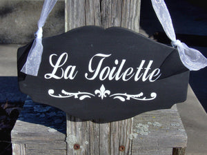 La Toilette Sign Fleur De Lis Wood Vinyl Sign Dressing Table French Bathroom Sign Restroom Powder Room Home Decor Door Hanger Sign Paris - Heartfelt Giver