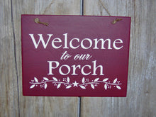 Load image into Gallery viewer, Welcome Porch Sign Wood Vinyl Sign Star with Decorative Berry Swag Design Primitive Red Door Or Wall Signs Everyday Front Door Decoration - Heartfelt Giver