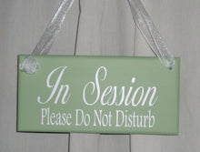 Load image into Gallery viewer, In Session Sign Please Do Not Disturb Wood Vinyl Sign - Heartfelt Giver