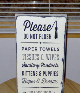Please Do Not Flush Toilet Paper Only Septic Safe Bathroom Farmhouse Distressed Wood Vinyl Sign Handmade Vintage Style Shabby Cottage Chic - Heartfelt Giver