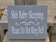Load image into Gallery viewer, Shh Baby Sleeping Please Do Not Ring Bell Wood Vinyl Sign New Mom Babies Twins Infant Nursery Child Boy Girl Kid Dad Parent Shower Gift - Heartfelt Giver