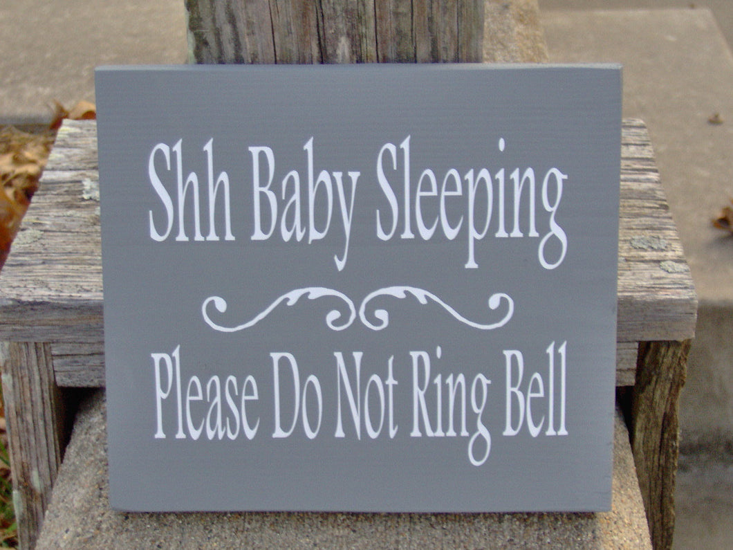 Shh Baby Sleeping Please Do Not Ring Bell Wood Vinyl Sign New Mom Babies Twins Infant Nursery Child Boy Girl Kid Dad Parent Shower Gift - Heartfelt Giver