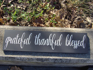 Grateful Thankful Blessed Wood Sign Vinyl Family Gathering Room Kitchen Dining Room Decor Home Sign Shabby Chic Dining Room Wall Hanging - Heartfelt Giver