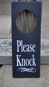 Please Knock Signs Wood Sign Vinyl Door Knob Hanger Health Wellness Sign Home Office Sign Business Sign Door Sign Entry Sign Office Supplies - Heartfelt Giver