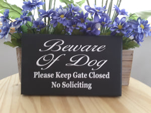 Beware Of Dog Please Keep Gate Closed No Soliciting Wood Sign Vinyl Lettering  Fence Hanger Security Pet Lover Supplies Gift Yard Sign Decor - Heartfelt Giver