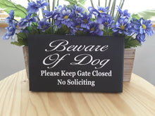 Load image into Gallery viewer, Beware Of Dog Please Keep Gate Closed No Soliciting Wood Sign Vinyl Lettering  Fence Hanger Security Pet Lover Supplies Gift Yard Sign Decor - Heartfelt Giver