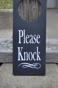 Please Knock Signs Wood Sign Vinyl Door Knob Hanger Health Wellness Sign Home Office Sign Business Sign Door Sign Entry Sign Office Supplies - Heartfelt Giver