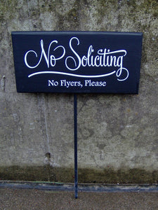 No Soliciting No Flyers Please Wood Vinyl Yard Stake Sign Retro Porch Home Decor Sign Garden Sign Yard Sign Do Not Disturb Private Property - Heartfelt Giver