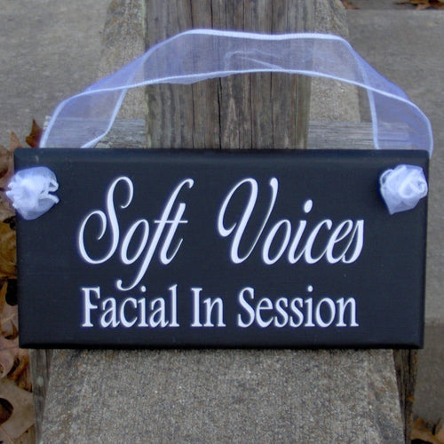 Soft Voices Facial In Session Sign Wood Sign Vinyl Door Signs For Office Business Door Hanger Lobby Sign Indoor Sign Do Not Disturb Plaque - Heartfelt Giver
