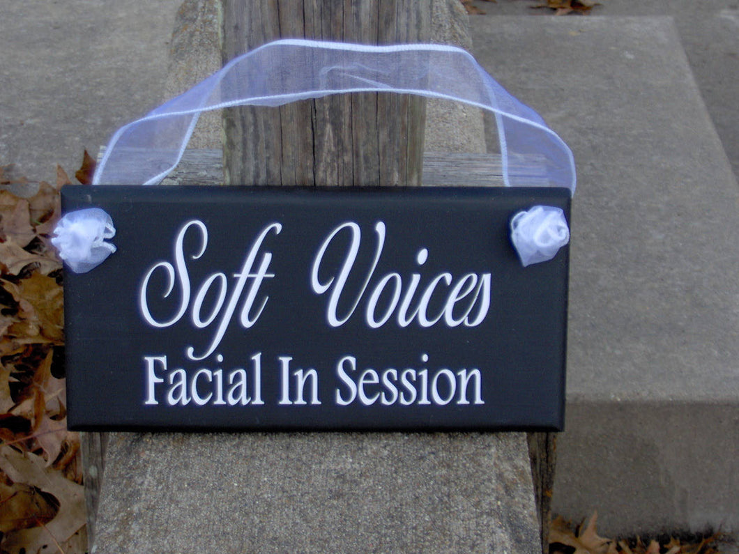 Soft Voices Facial Session Wood Sign Vinyl Beauty Salon Decor Door Hanger Spa Business Sign Office Supplies Massage Door Signs Store Signage - Heartfelt Giver