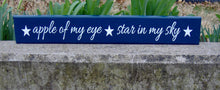 Load image into Gallery viewer, Kids Room Play Room Playroom Decor Toy Room Gathering Space Wood Sign Vinyl Apple Of My Eye Stars In My Sky Navy Blue Home Birthday Gift - Heartfelt Giver