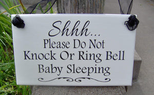 Please Do Not Knock Ring Bell Baby Sleeping Wood Sign Vinyl Front Door Decor Mother To Be Baby Wall Decor Wall Hanging Decor Shower Gift Art - Heartfelt Giver