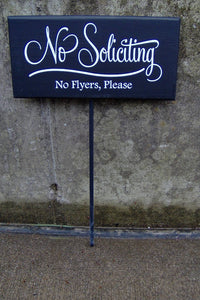 No Soliciting No Flyers Please Wood Vinyl Yard Stake Sign Retro Porch Home Decor Sign Garden Sign Yard Sign Do Not Disturb Private Property - Heartfelt Giver
