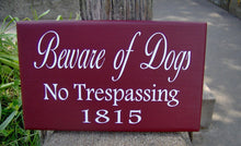 Load image into Gallery viewer, Beware Of Dogs No Trespassing House Number Vinyl Wood Sign Address Sign Porch Sign Yard Outdoor  Garden Sign Private Residence Property Red - Heartfelt Giver