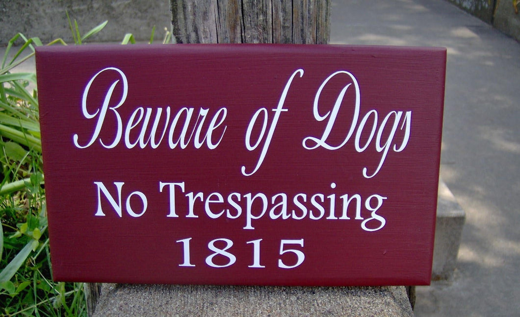 Beware Of Dogs No Trespassing House Number Vinyl Wood Sign Address Sign Porch Sign Yard Outdoor  Garden Sign Private Residence Property Red - Heartfelt Giver
