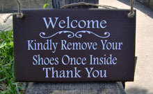 Load image into Gallery viewer, Welcome Sign Kindly Remove Shoes Once Inside Thank You Wood Vinyl Sign Outdoor Entry Door Sign Take Off Shoes Porch Sign Housewarming Gift - Heartfelt Giver