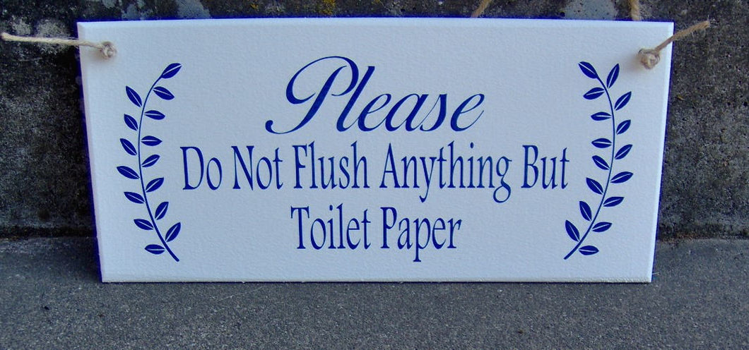 Bathroom Sign Please Do Not Flush Anything Toilet Paper Wood Vinyl Sign Restroom Powder Room Business Sign Office Decor Bathroom Wall Decor - Heartfelt Giver