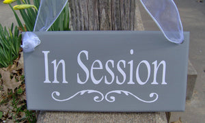In Session Wood Vinyl Business Sign Office Supply Sign Do Not Disturb Therapy Treatment Massage Beauty Salon Door Sign Wall Hanging Gray - Heartfelt Giver