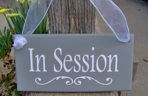 In Session Wood Vinyl Business Sign Office Supply Sign Do Not Disturb Therapy Treatment Massage Beauty Salon Door Sign Wall Hanging Gray - Heartfelt Giver