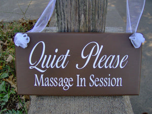 Quiet Please Massage In Session Wood Sign Vinyl Plaque Brown Office Sign Business Sign Office Supplies Beauty Massage Door Sign Wall Hanging - Heartfelt Giver